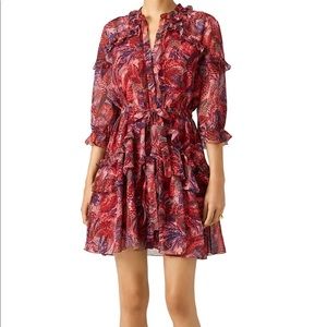 SALONI - Red Feather Tilly Ruffle Dress